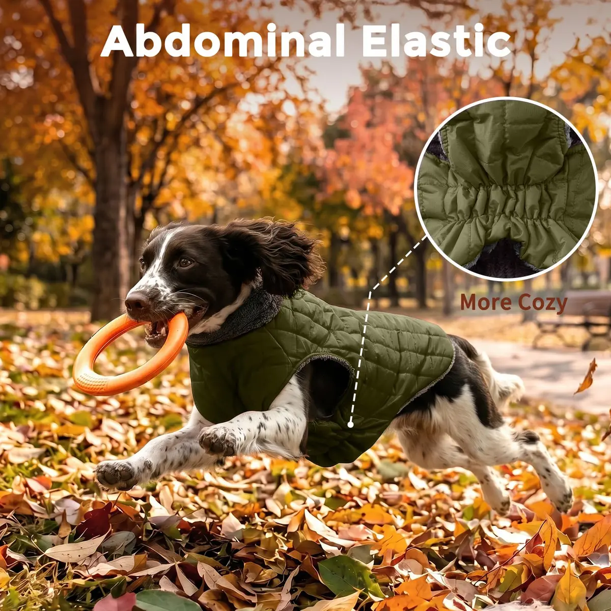 JoyDaog Fleece Dog Jacket with Harness for Small Dogs & Puppies, Green S | Warm, Waterproof, Windproof - view 7