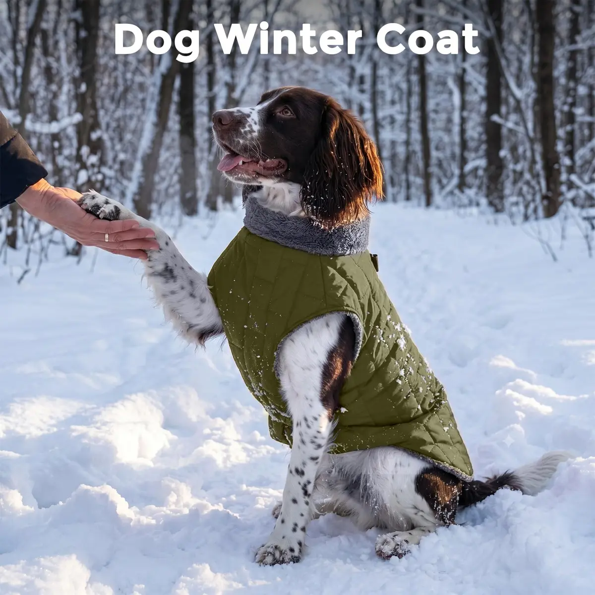 JoyDaog Fleece Dog Jacket with Harness for Small Dogs & Puppies, Green S | Warm, Waterproof, Windproof - view 2