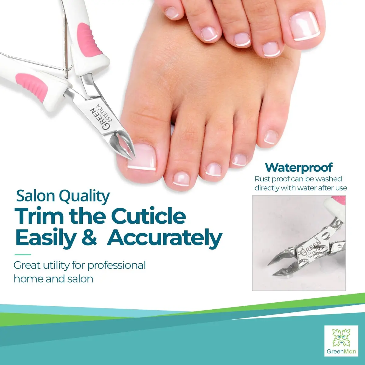 GREEN ESTETICA Cuticle Trimmer with Non-Slip Grip Handle | Stainless Steel Nail Tool for Precise Cuticle Care - view 2
