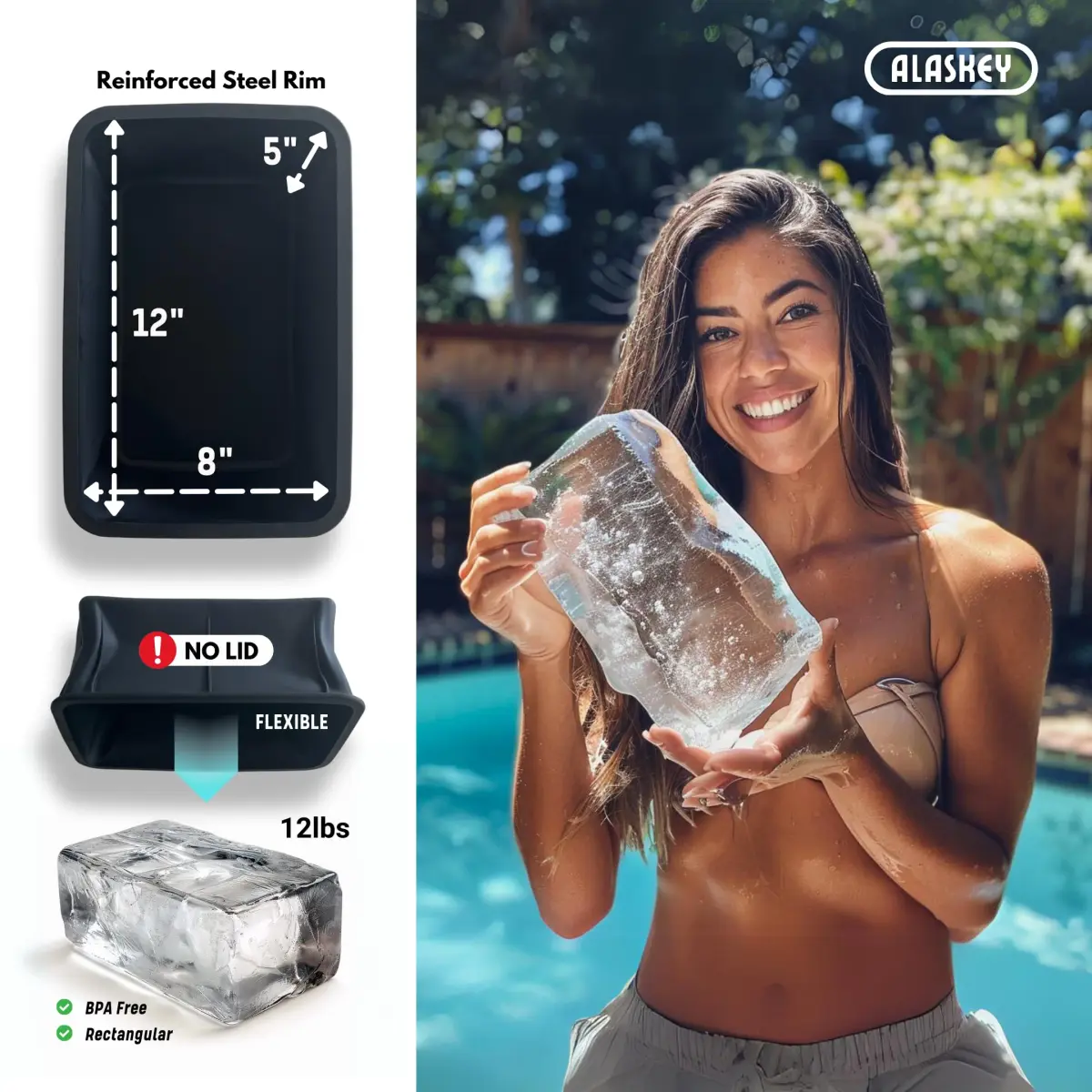 Alaskey 12 lbs Single Ice Block Mold for Giant Ice Cubes - view 3