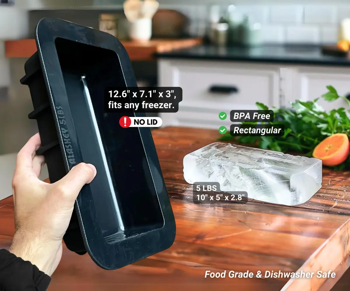 Alaskey 5 lbs Ice Block Mold (2-Pack) | Giant Reusable Ice Brick for Coolers & Ice Baths - view 3
