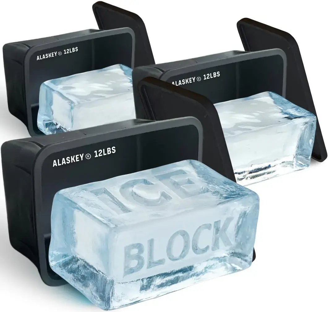 Alaskey 12 lbs Ice Block Mold With Lid (3-Pack) - Giant Ice Bricks for Coolers & Ice Baths - main product image