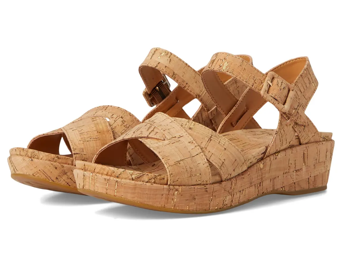 KORK-EASE Women's Myrna 2.0 Cork Gold 9 M | Classic Wedge with Comfort Tech - main product image