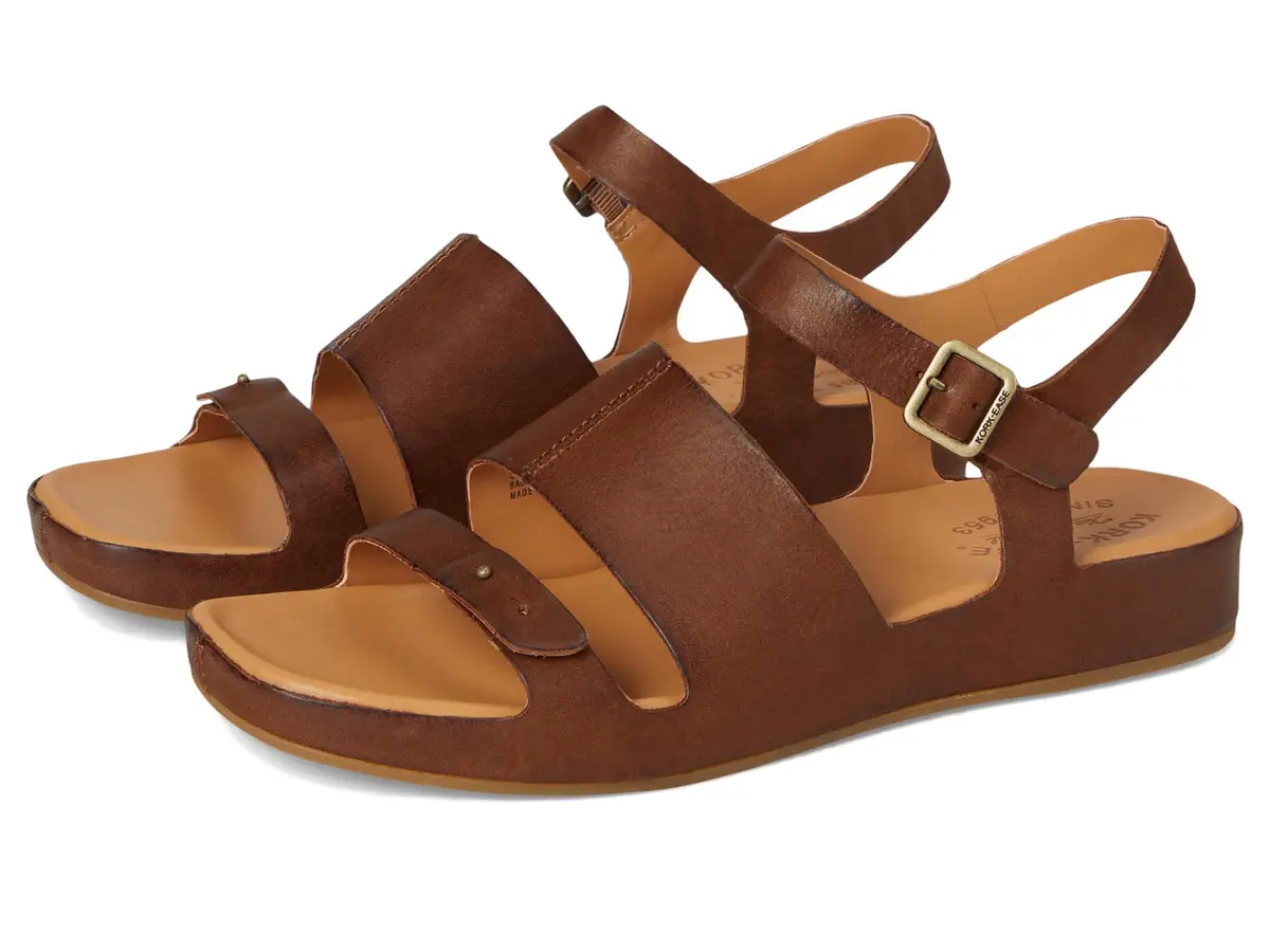 KORK-EASE Women's Mona Brown 10 M | Casual Flat Sandal with Leather Upper & Cushioned Footbed - main product image