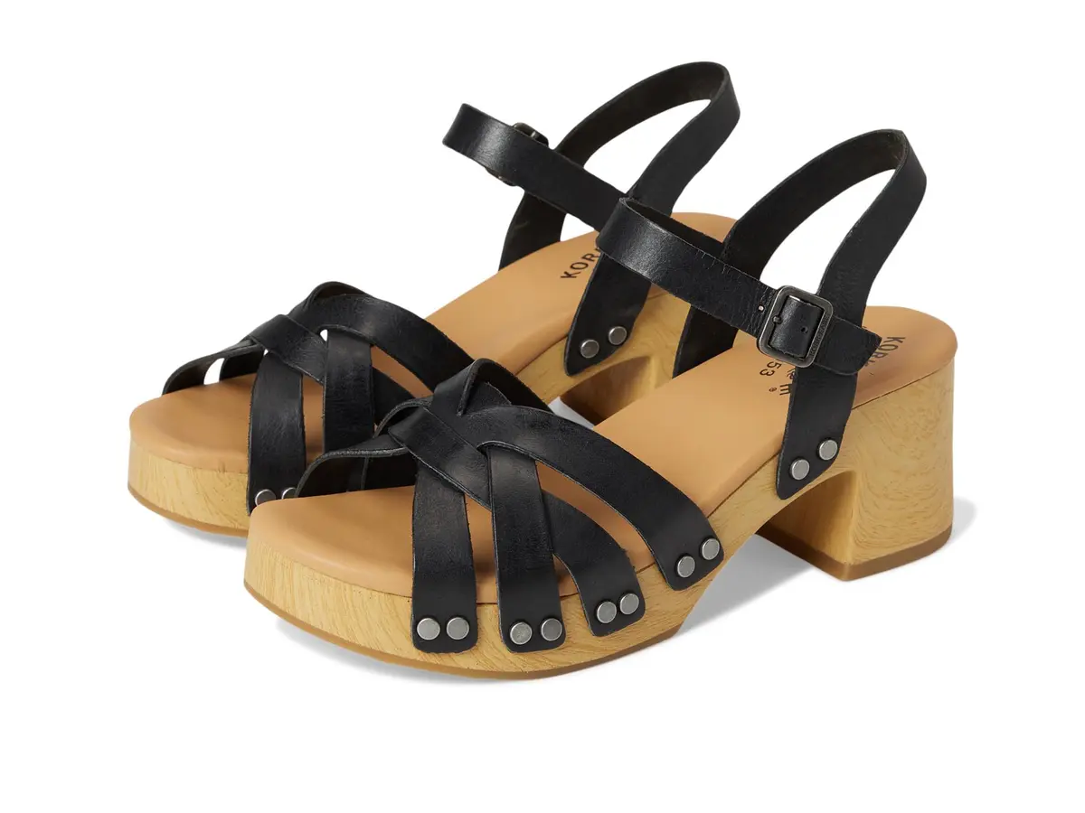 KORK-EASE Ester Black Women's Sandal 8 M | Retro Style with Comfort & Water-Resistant Platform - main product image