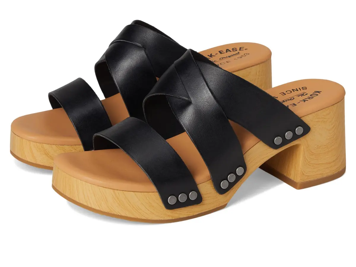 KORK-EASE Emersen Women's Black Sandal 7 M | Stylish Casual Slip-On with Platform Heel - main product image