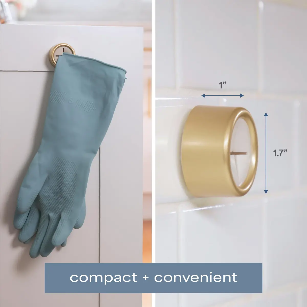 S&T INC. Adhesive Push Towel Hooks, 4 Pack, Brushed Gold | Modern Wall Mount for Kitchen & Bathroom - view 6