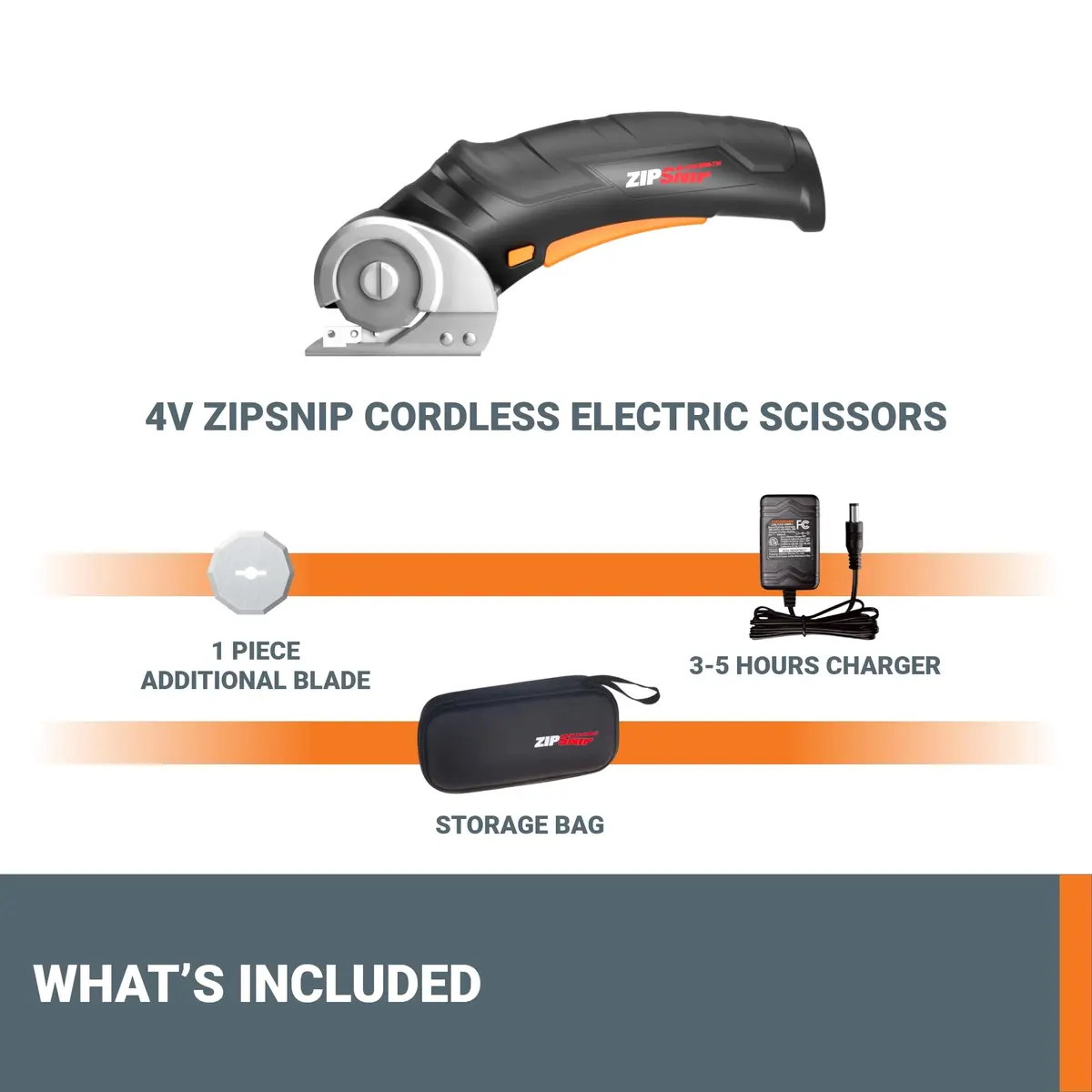 WORX Cordless Electric Fabric & Cardboard Cutting Scissors, 4V ZipSnip with 2 Blades & Case | Cuts up to 1/4" Thick Materials - view 7