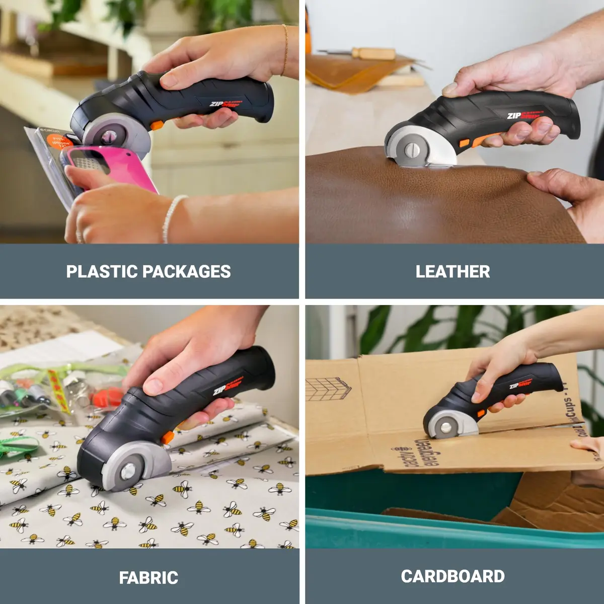 WORX Cordless Electric Fabric & Cardboard Cutting Scissors, 4V ZipSnip with 2 Blades & Case | Cuts up to 1/4" Thick Materials - view 3