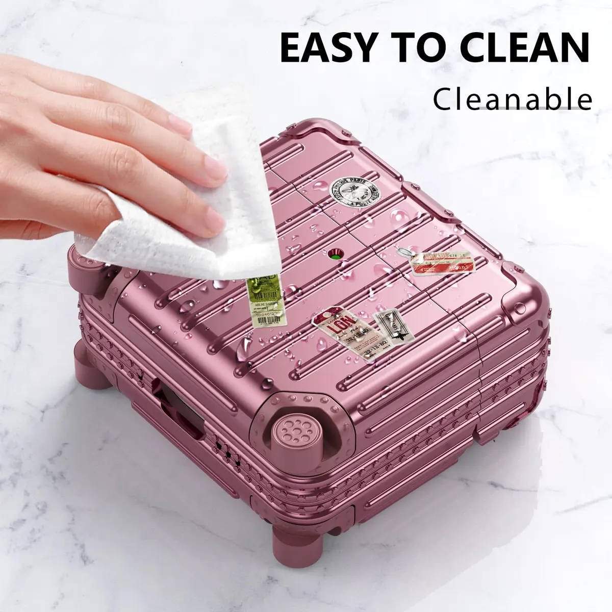 Filoto Suitcase Design Case for AirPods 4/5 Gen (Rose Gold) | Shockproof Protective Hard Case with Keychain & Cleaner Kit - view 5