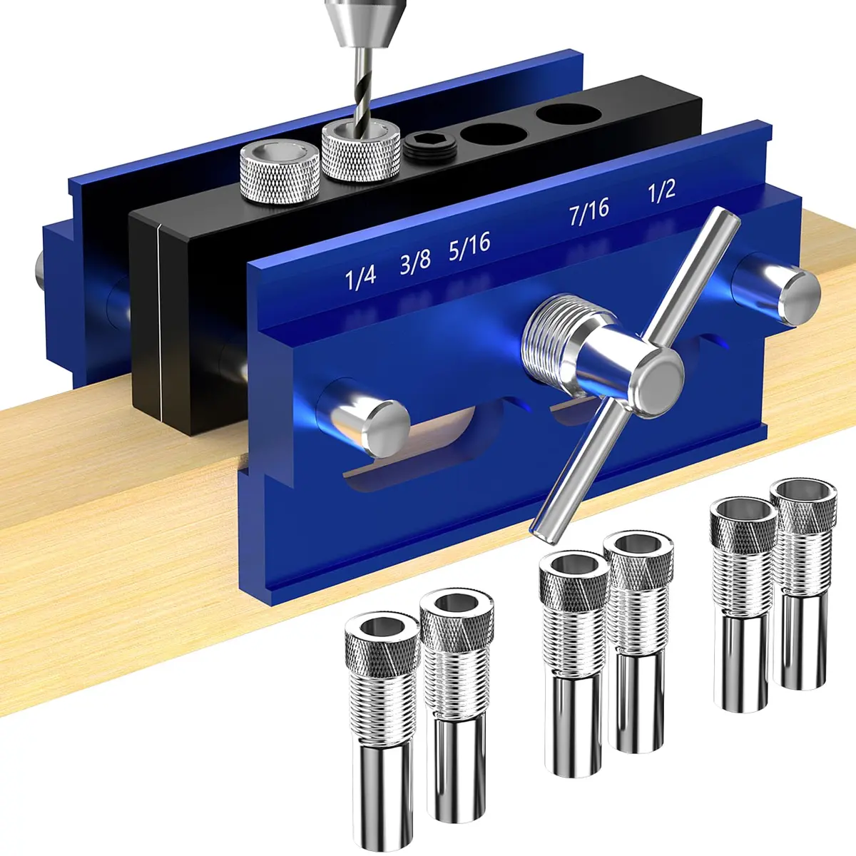 Beaiguna Self Centering Dowel Jig Kit, Adjustable Woodworking Guide, 6PCS Bushings | Precise, Durable & Easy to Use - main product image