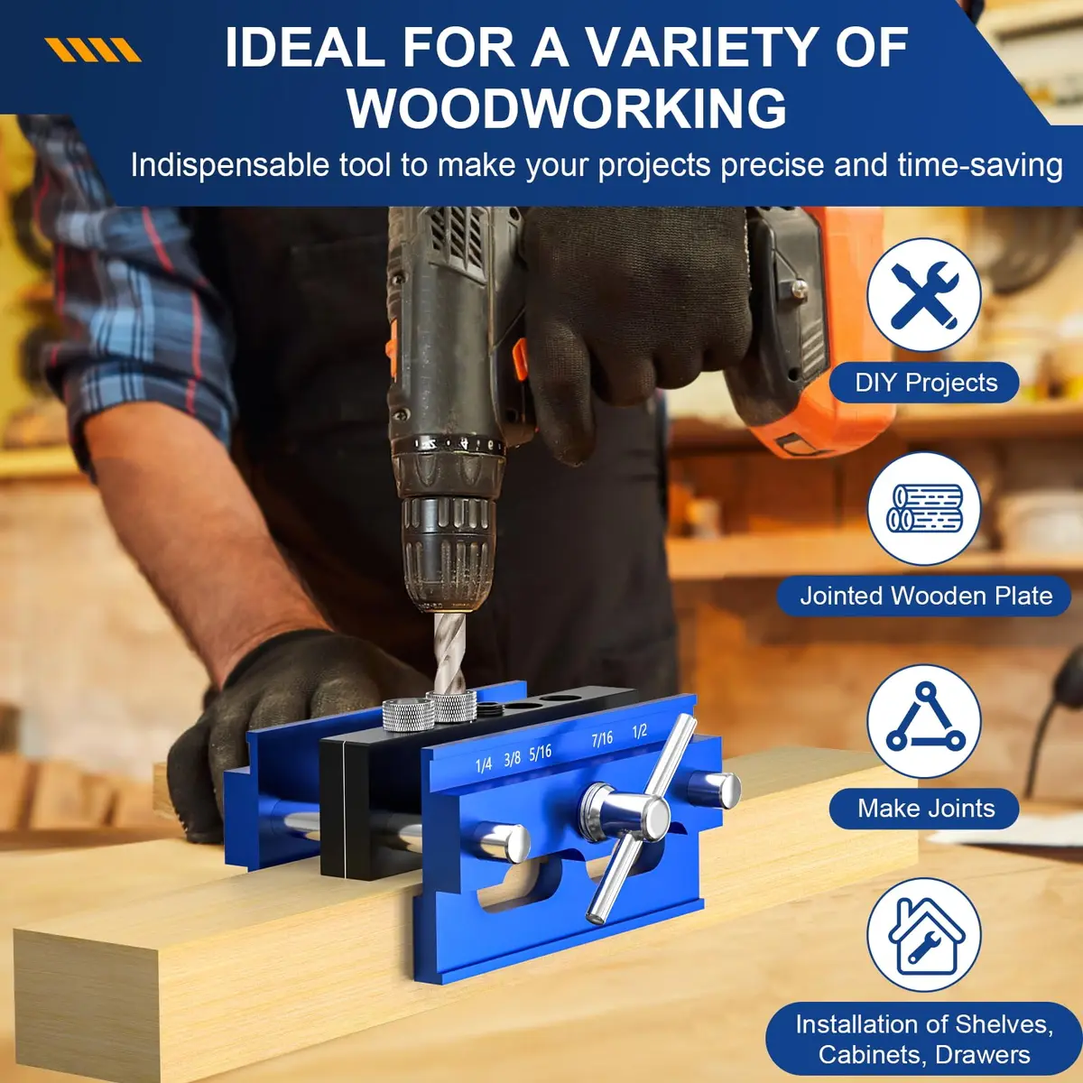 Beaiguna Self Centering Dowel Jig Kit, Adjustable Woodworking Guide, 6PCS Bushings | Precise, Durable & Easy to Use - view 6
