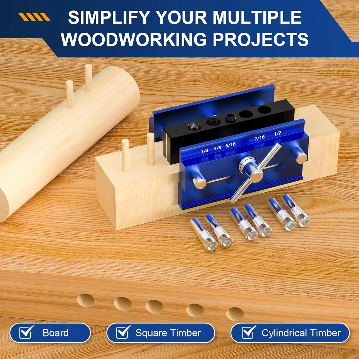 Beaiguna Self Centering Dowel Jig Kit, Adjustable Woodworking Guide, 6PCS Bushings | Precise, Durable & Easy to Use - view 7