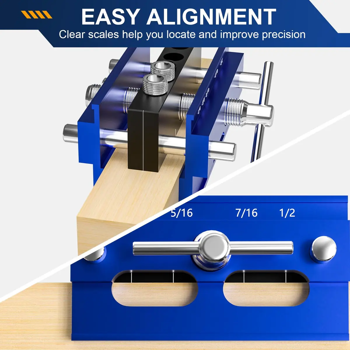 Beaiguna Self Centering Dowel Jig Kit, Adjustable Woodworking Guide, 6PCS Bushings | Precise, Durable & Easy to Use - view 2