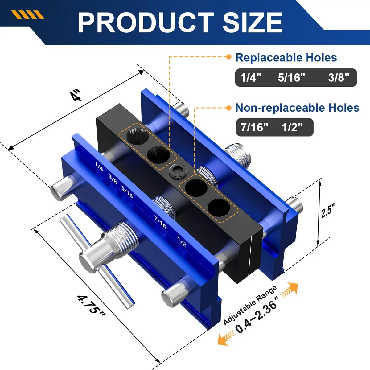 Beaiguna Self Centering Dowel Jig Kit, Adjustable Woodworking Guide, 6PCS Bushings | Precise, Durable & Easy to Use - view 3