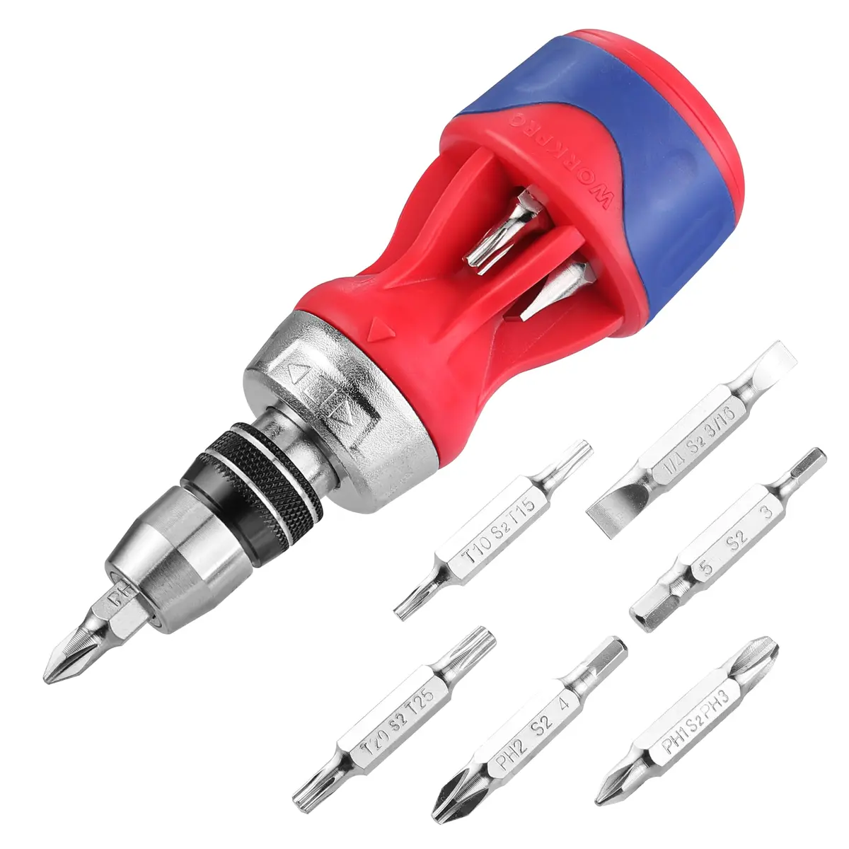 WORKPRO 12-in-1 Stubby Ratcheting Multi-bit Screwdriver | Compact, Magnetic, Premium S2 Steel, EDC - main product image