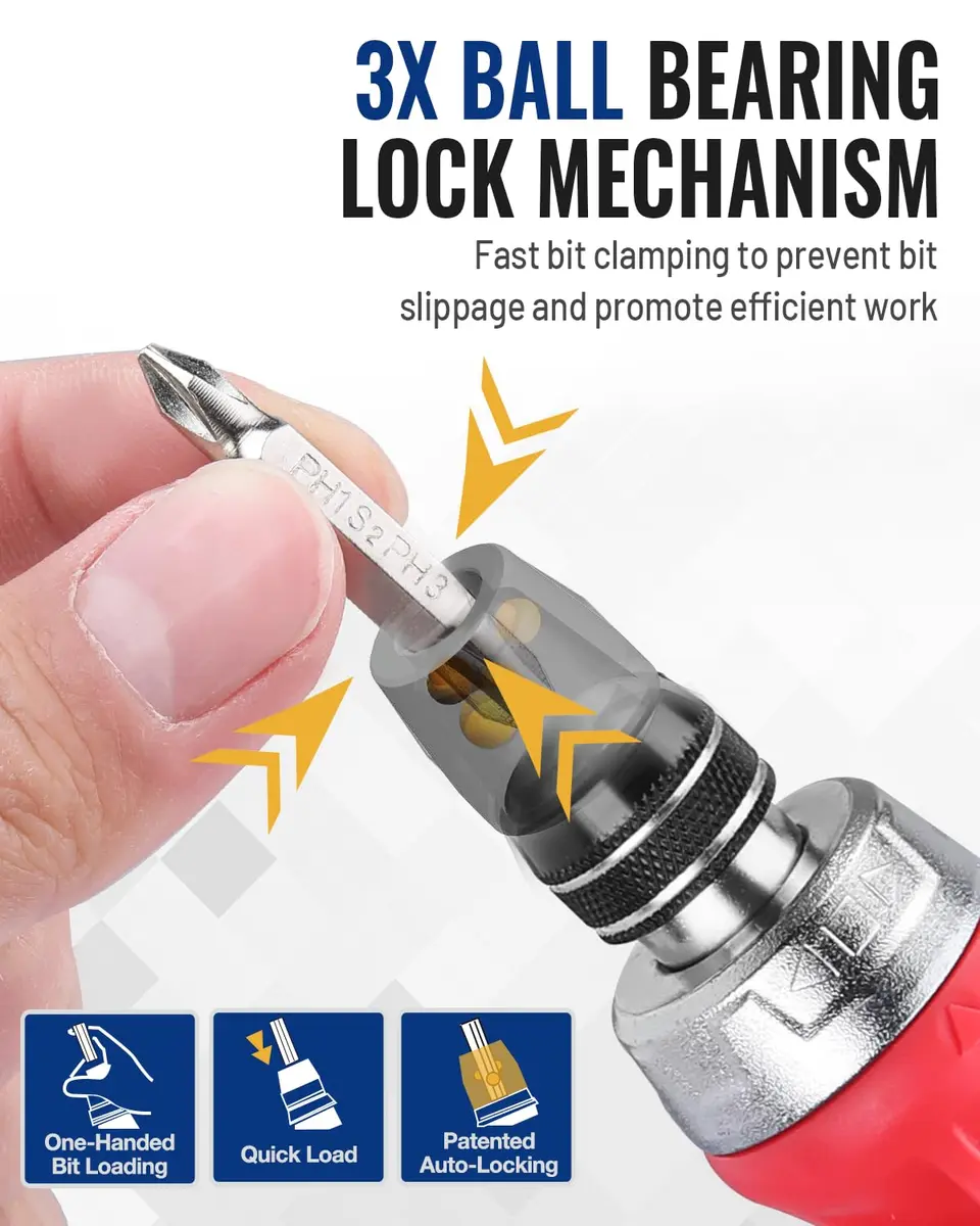 WORKPRO 12-in-1 Stubby Ratcheting Multi-bit Screwdriver | Compact, Magnetic, Premium S2 Steel, EDC - view 3