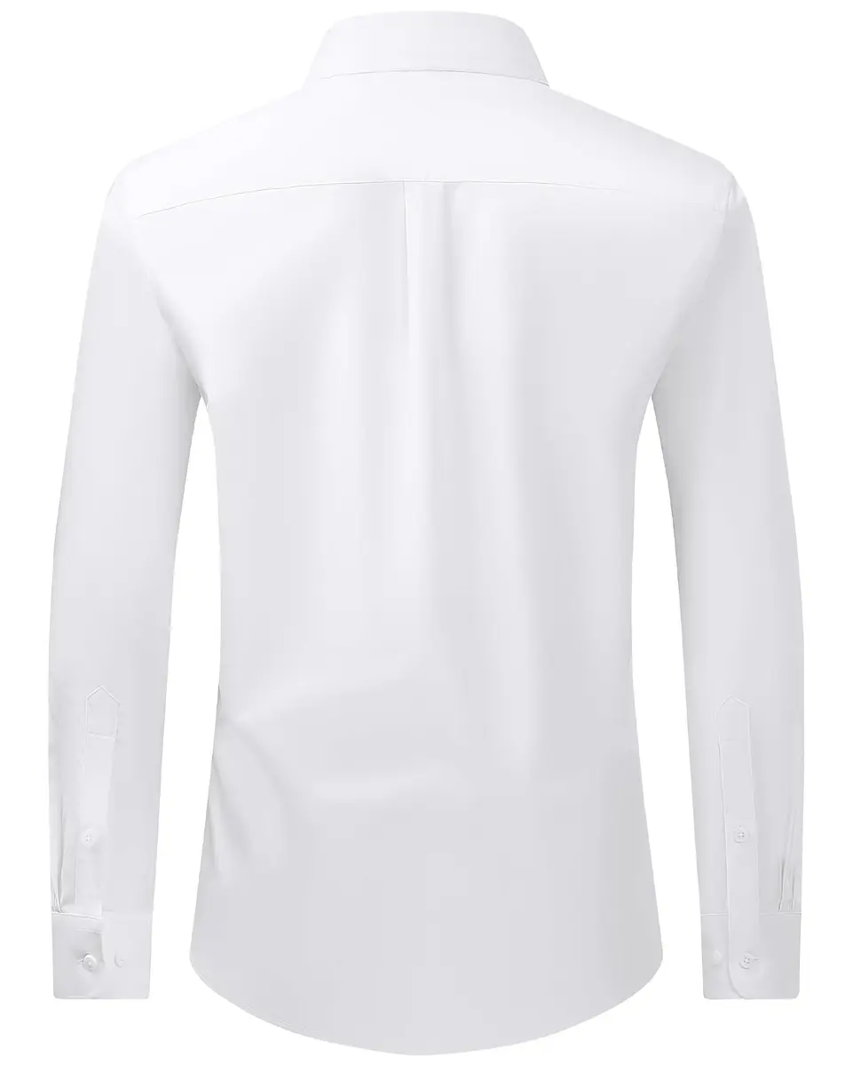 Alimens & Gentle Mens White Dress Shirt Regular Fit Stretch Stain Shield Long Sleeve Solid Business Wedding Button Down Shirts - view 3