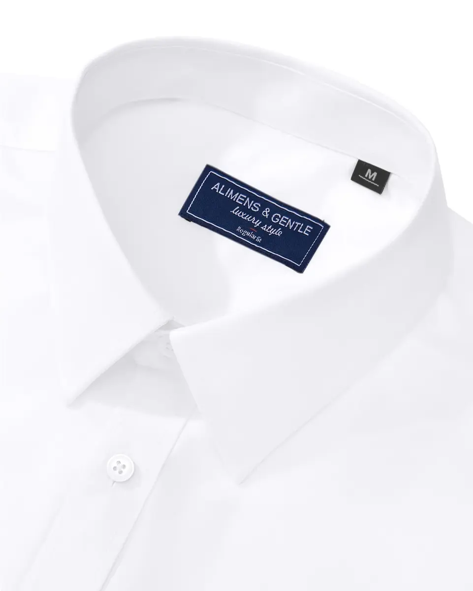 Alimens & Gentle Mens White Dress Shirt Regular Fit Stretch Stain Shield Long Sleeve Solid Business Wedding Button Down Shirts - view 4
