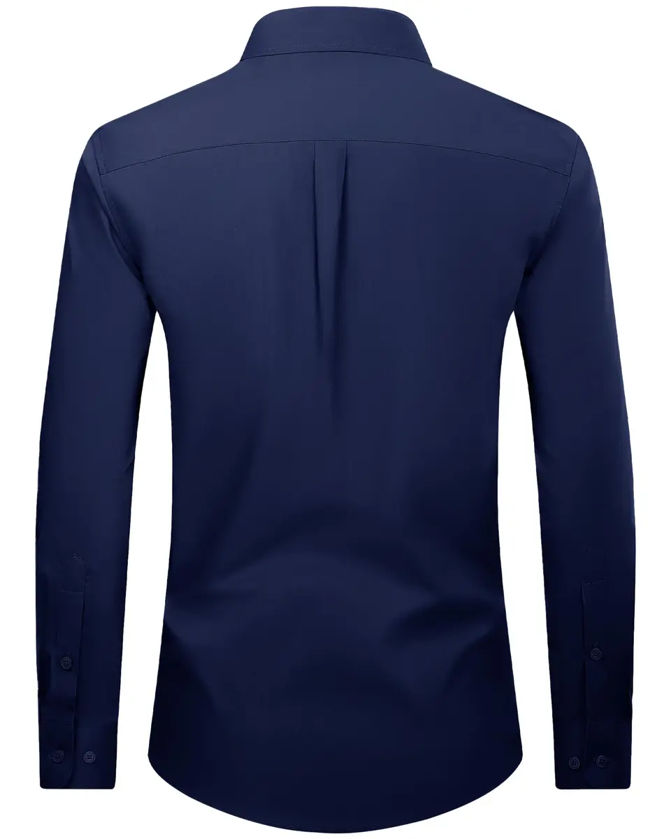 Alimens & Gentle Men's Dress Shirt Stretch Stain Shield Long Sleeve Navy Large | Classic Fit & Waterproof - view 3