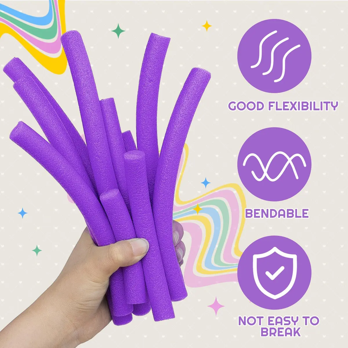 Frienda Foam Noodles 5/8 Inch x 40 Ft Light Purple | Versatile DIY Craft Foam - view 3