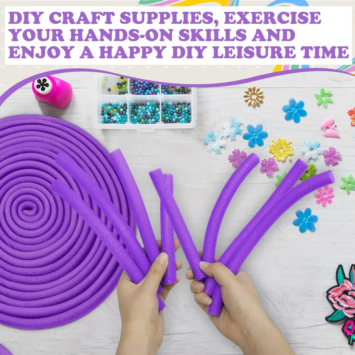 Frienda Foam Noodles 5/8 Inch x 40 Ft Light Purple | Versatile DIY Craft Foam - view 4