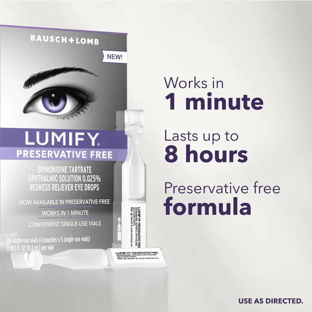 LUMIFY Preservative Free Eye Drops Redness Relief, Sensitive Eyes, 20 Single-Use Vials | Gentle & Effective Redness Relief - view 4