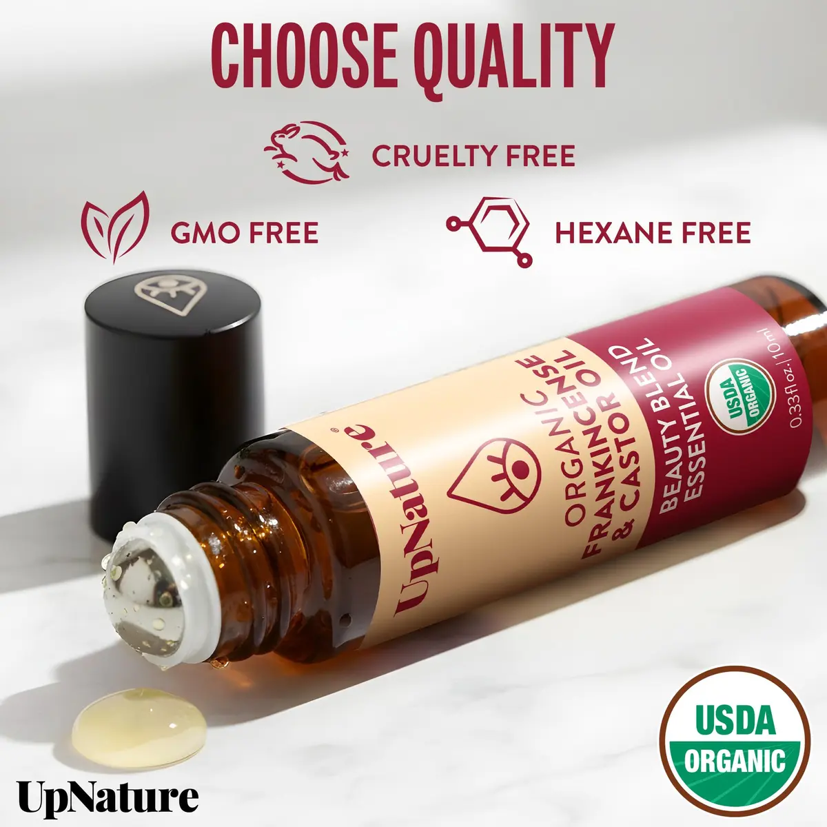 UpNature Castor Oil Roll On Eye Roller 0.33 Fl Oz | Organic Face & Under Eye Care - view 6