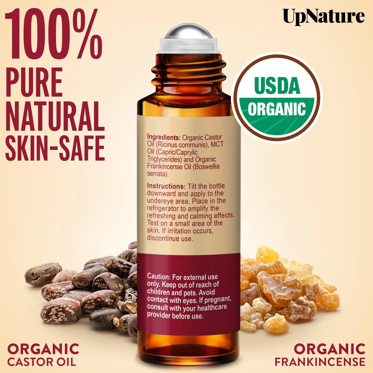 UpNature Castor Oil Roll On Eye Roller 0.33 Fl Oz | Organic Face & Under Eye Care - view 7