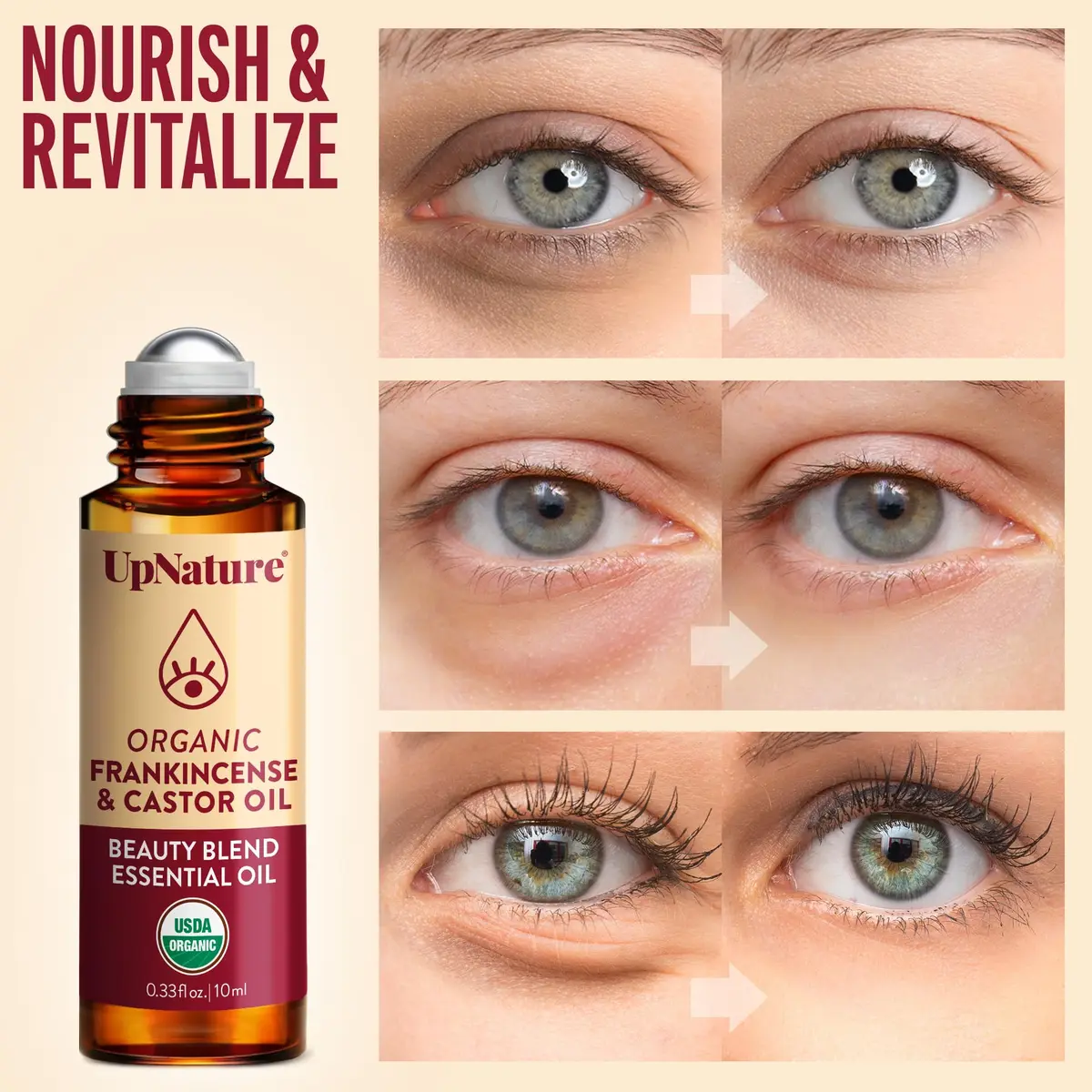UpNature Castor Oil Roll On Eye Roller 0.33 Fl Oz | Organic Face & Under Eye Care - view 3