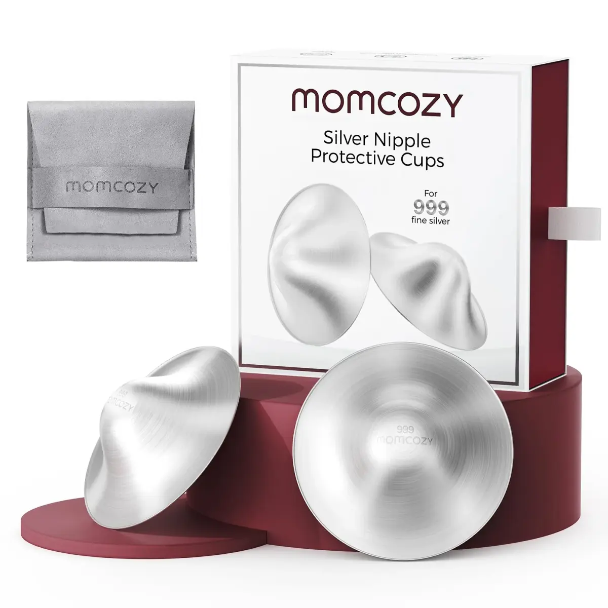 Momcozy 999 Silver Nursing Cups Regular Size | Hole-Free Design for Breastfeeding - main product image