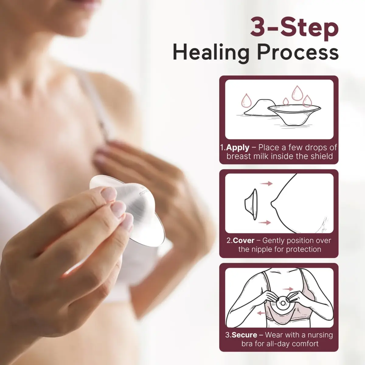 Momcozy 999 Silver Nursing Cups Regular Size | Hole-Free Design for Breastfeeding - view 4