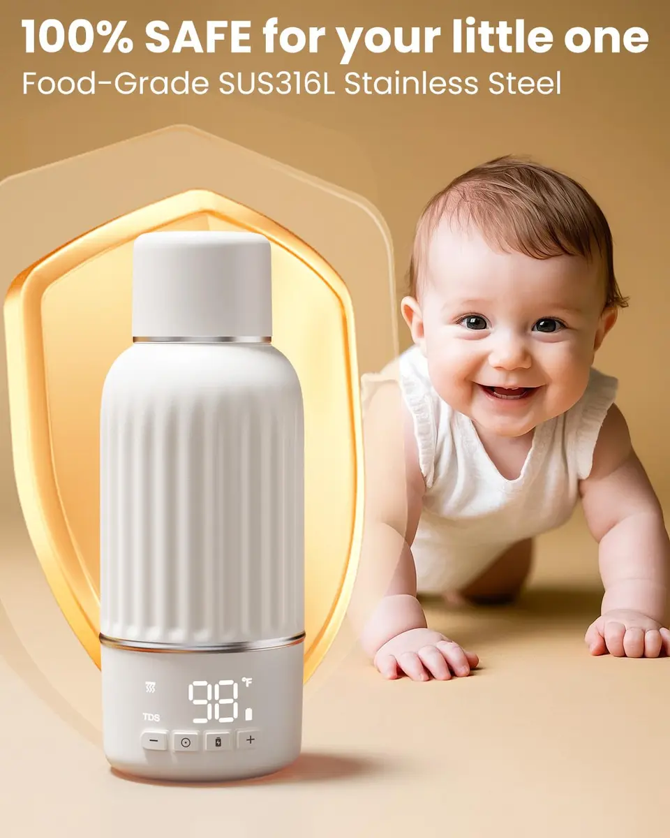 Juissiart Portable Baby Bottle Warmer 17oz | Fast 2.5 Min Heating Travel Friendly - view 5