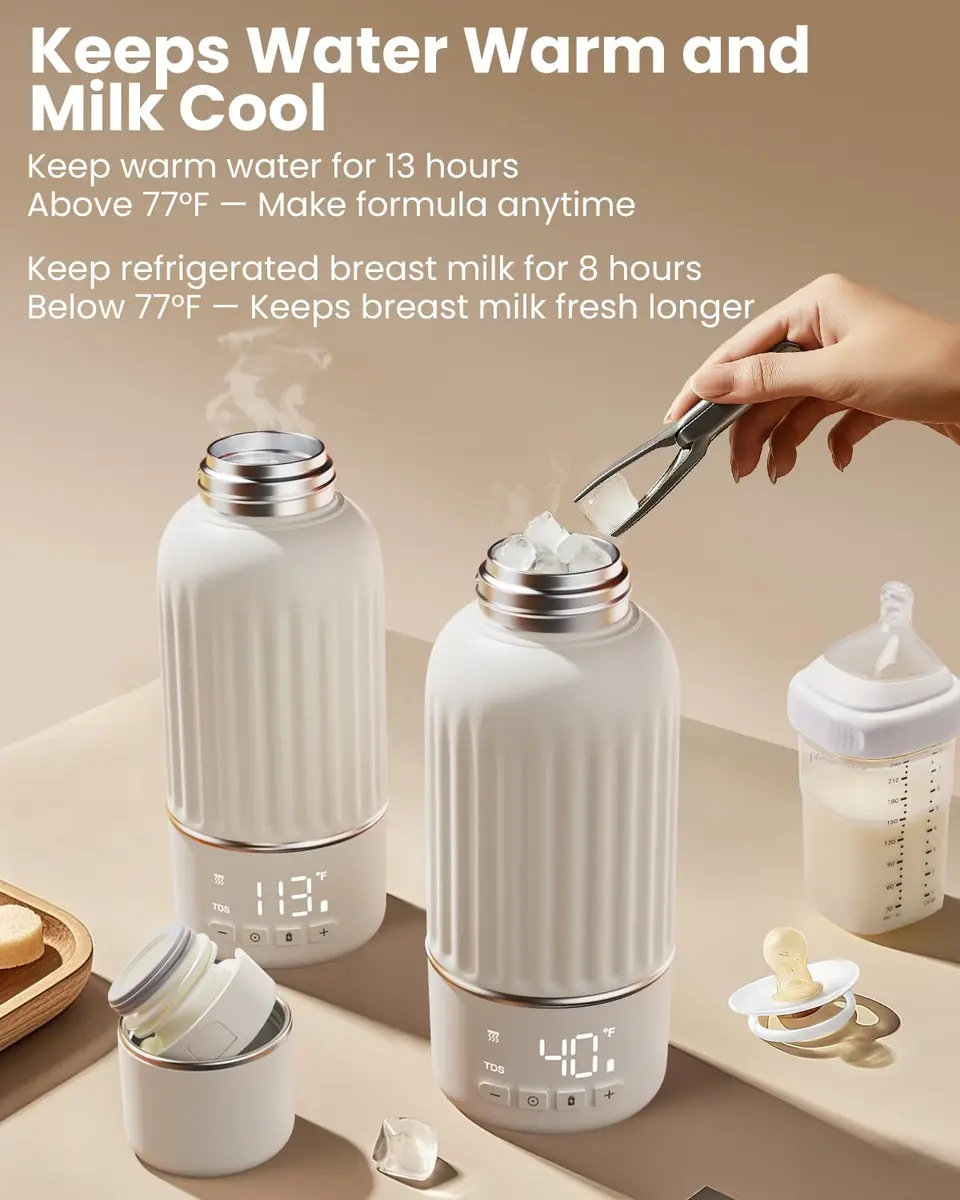 Juissiart Portable Baby Bottle Warmer 17oz | Fast 2.5 Min Heating Travel Friendly - view 6