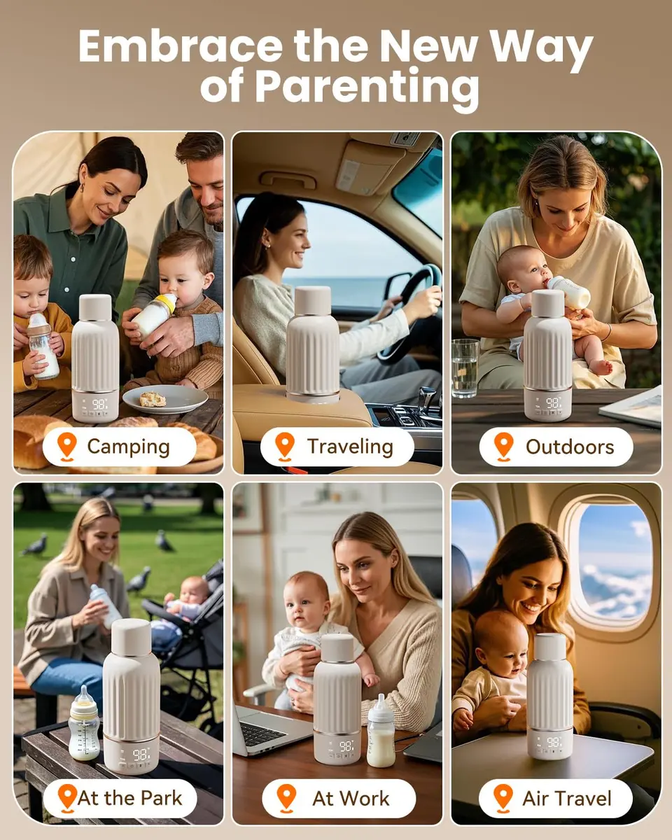 Juissiart Portable Baby Bottle Warmer 17oz | Fast 2.5 Min Heating Travel Friendly - view 2