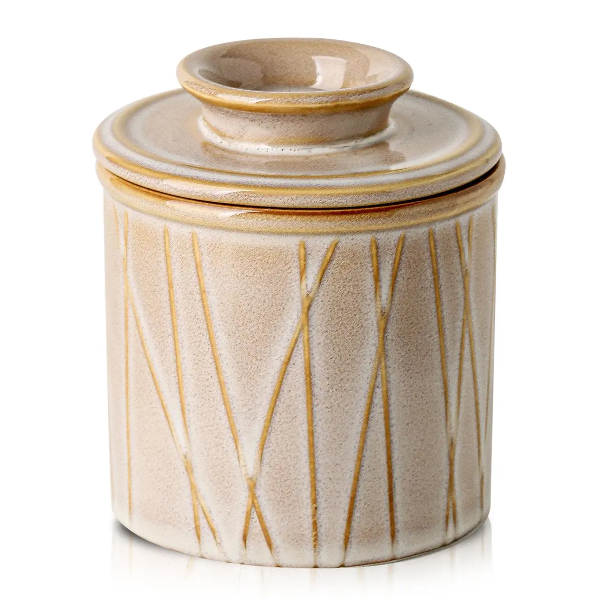 HVH Ceramic Butter Crock with Water Line | French Butter Dish for Countertop, 4x4 - main product image