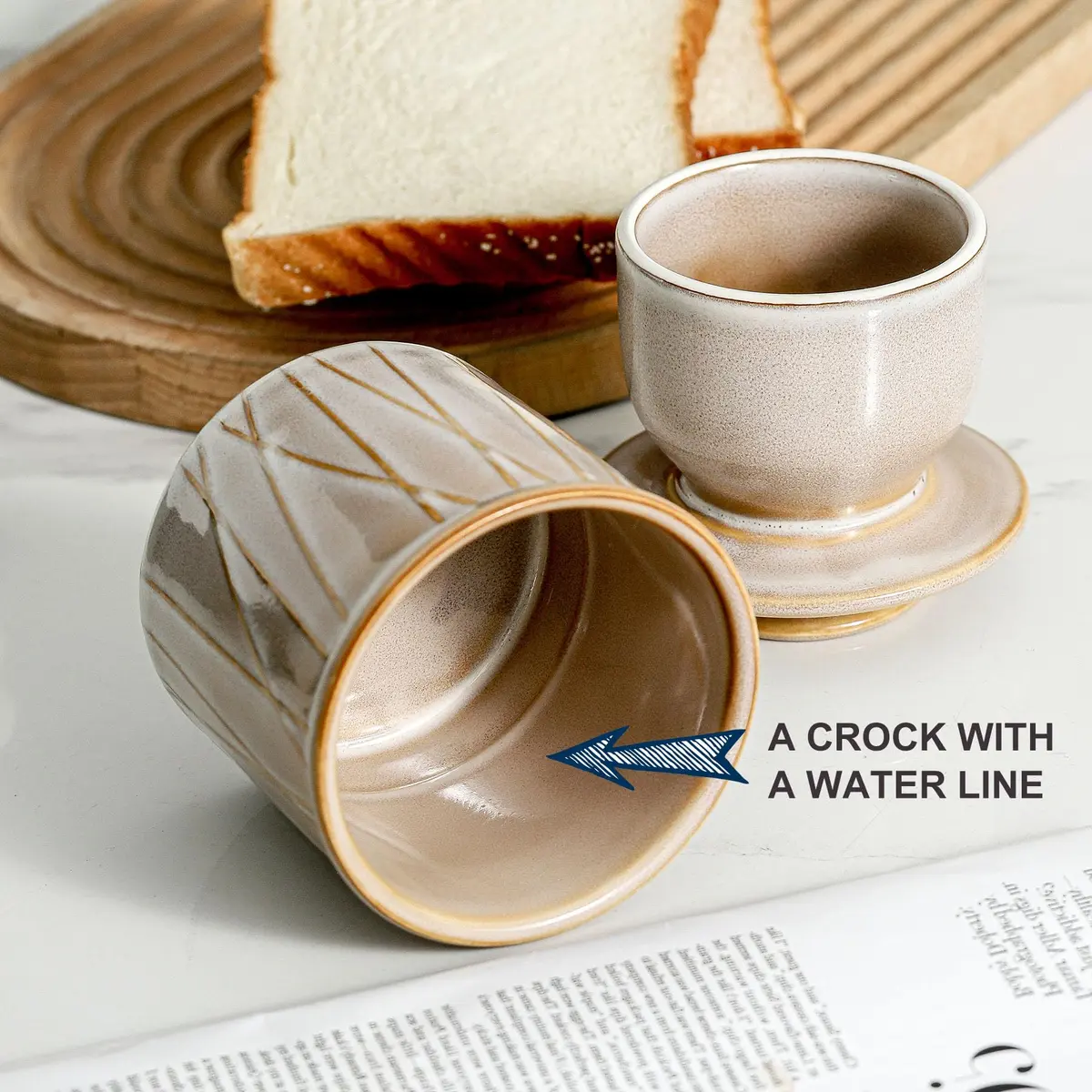 HVH Ceramic Butter Crock with Water Line | French Butter Dish for Countertop, 4x4 - view 5