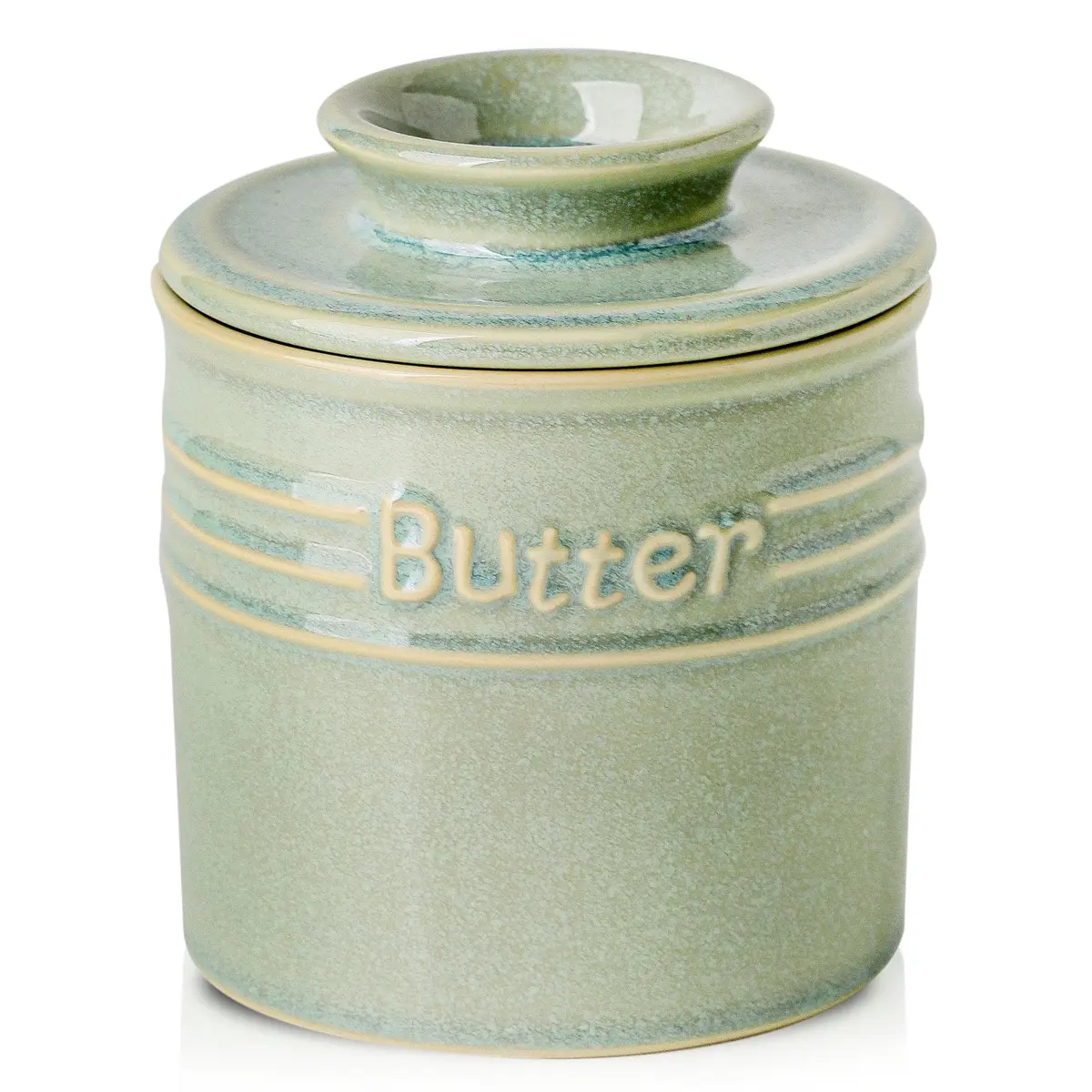 HVH Ceramic Butter Crock with Water Line | French Butter Dish for Countertop (4 x 4) - main product image