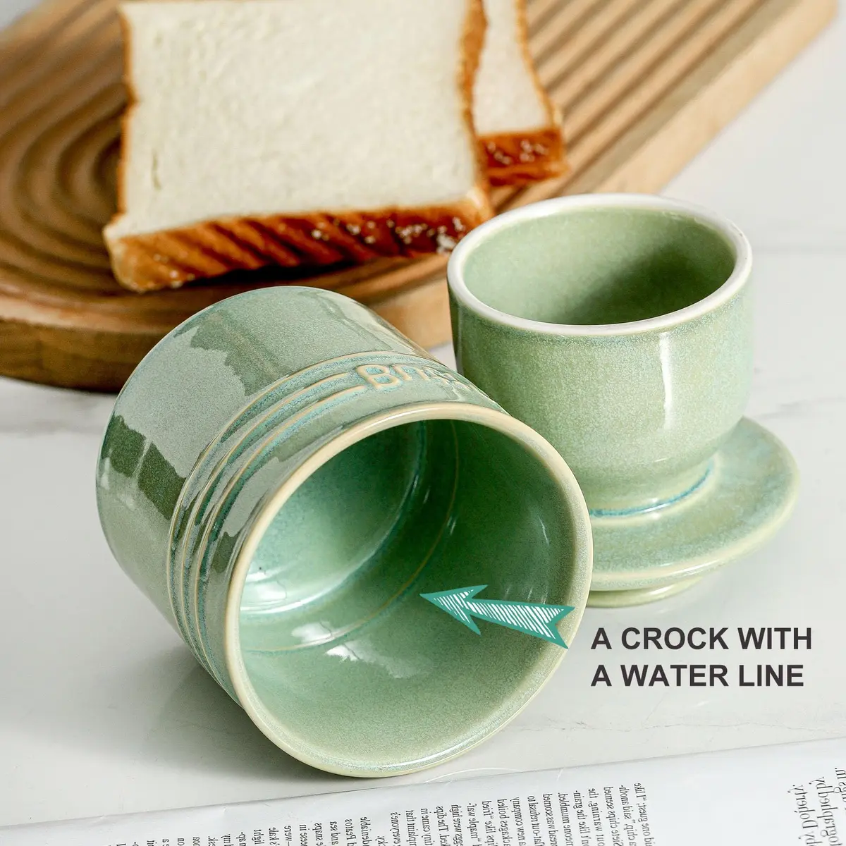 HVH Ceramic Butter Crock with Water Line | French Butter Dish for Countertop (4 x 4) - view 5