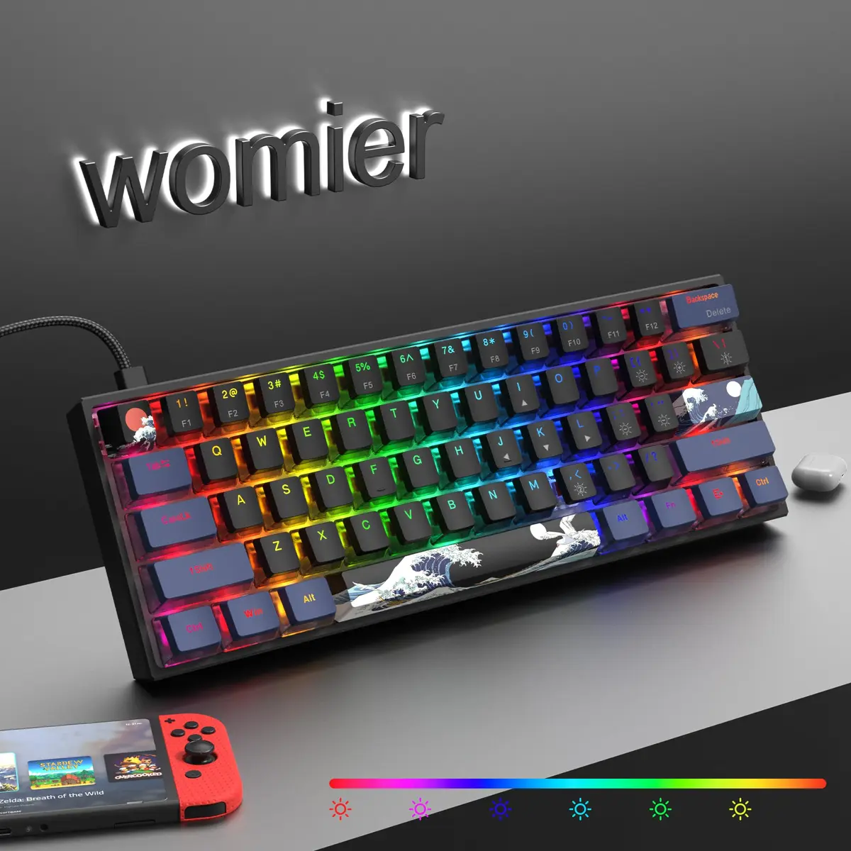 Womier 60% Percent Keyboard Gaming, Creamy Mechanical Wired Keyboard Anime | Compact RGB Gaming Keyboard with Hot-Swappable Switches - view 5