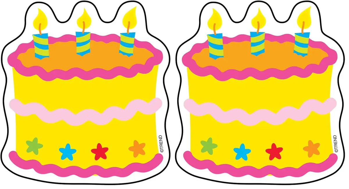 Trend Enterprises Birthday Cake Mini Accents (Pack of 2) | 72 Pieces Total - main product image