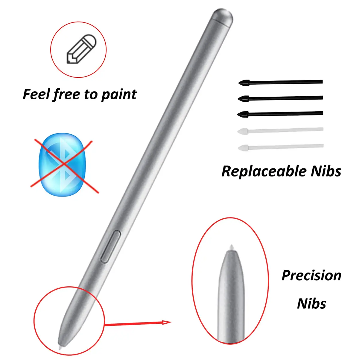 LiXiongBao Galaxy Tab S10 Ultra S Pen,Silver | Precise, Sensitive Stylus for Samsung Galaxy Tab S10+ - view 3