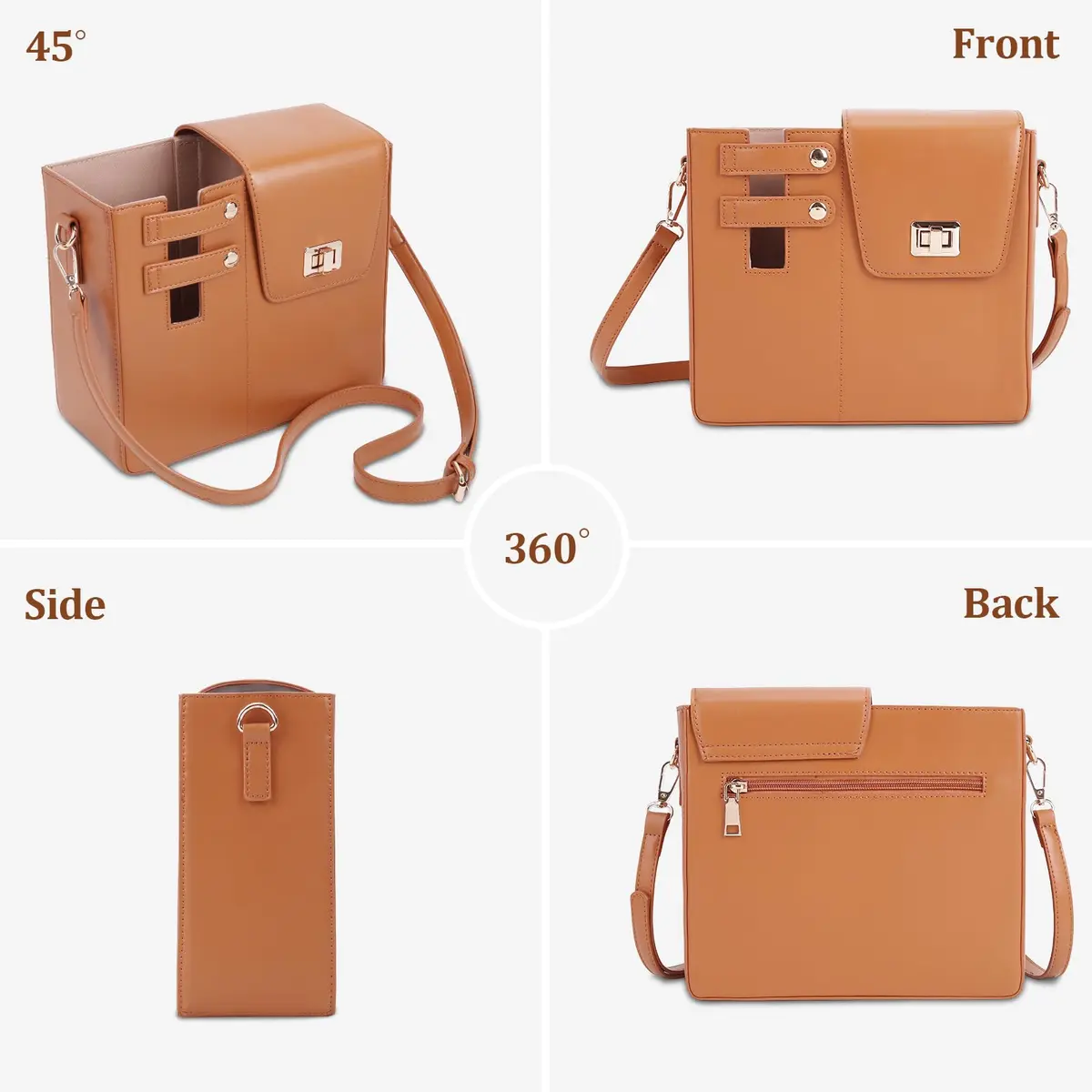 BBIQI Crossbody Water Bottle Purse for 40oz Tumbler Waterproof Faux Leather Adjustable Strap - view 7