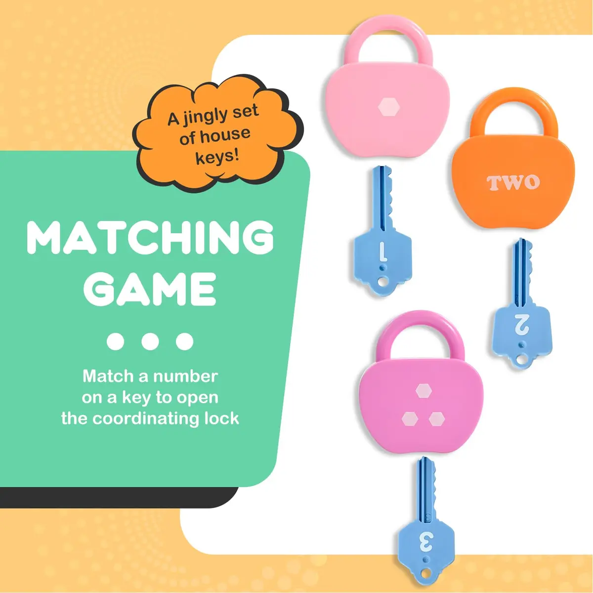 GEERAY Montessori Lock & Key Set for Toddlers 3+ | 5 Apple Locks, Keys & 10 Cards | Learn Numbers, Colors & Motor Skills STEM Toy - view 2