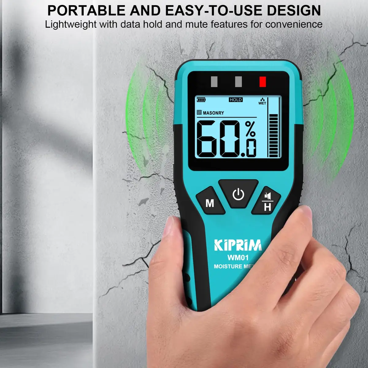 Kiprim WM01 Pinless Moisture Tester for Wood, Walls & Masonry | 40mm Depth Detection - view 6