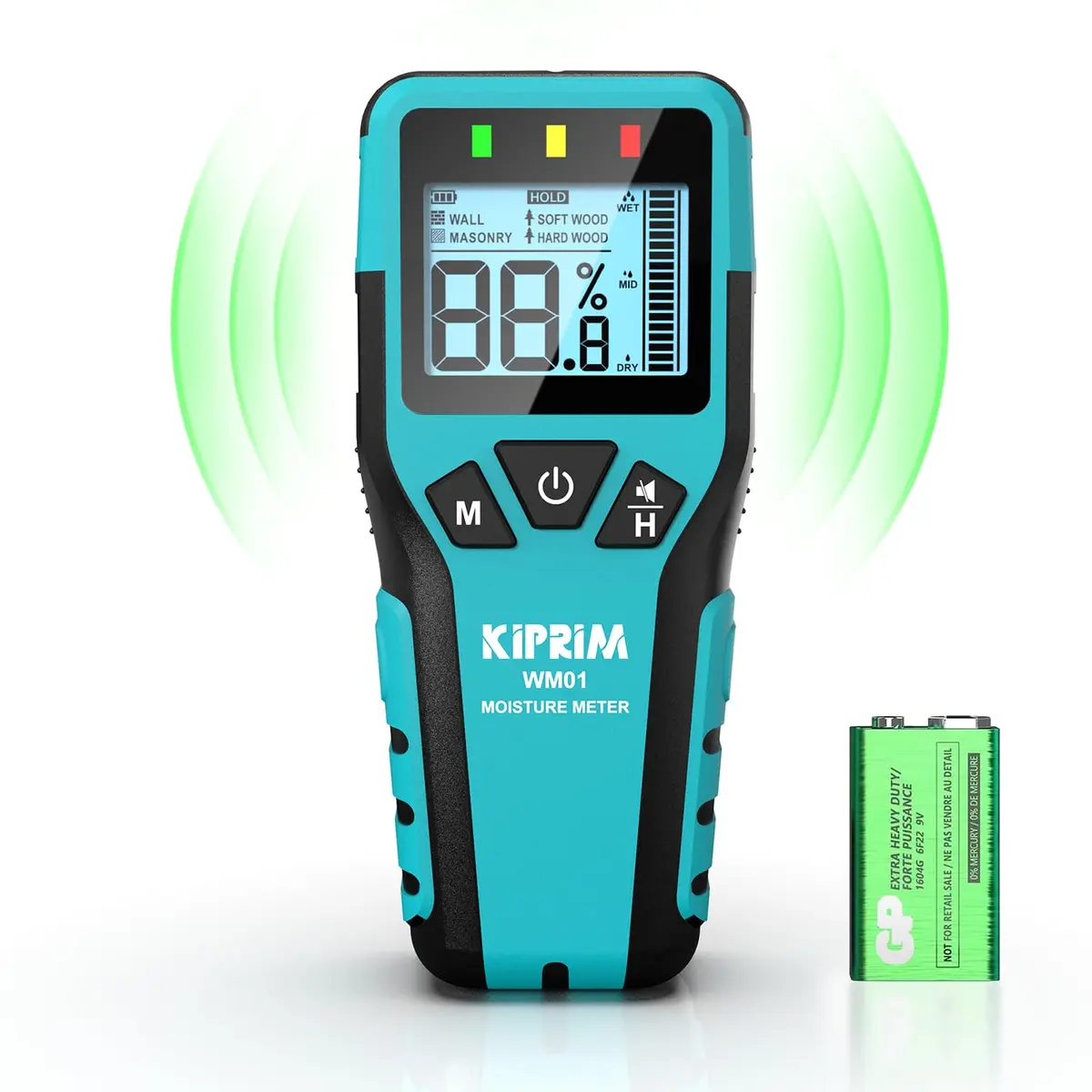 Kiprim WM01 Pinless Moisture Tester for Wood, Walls & Masonry | 40mm Depth Detection - main product image