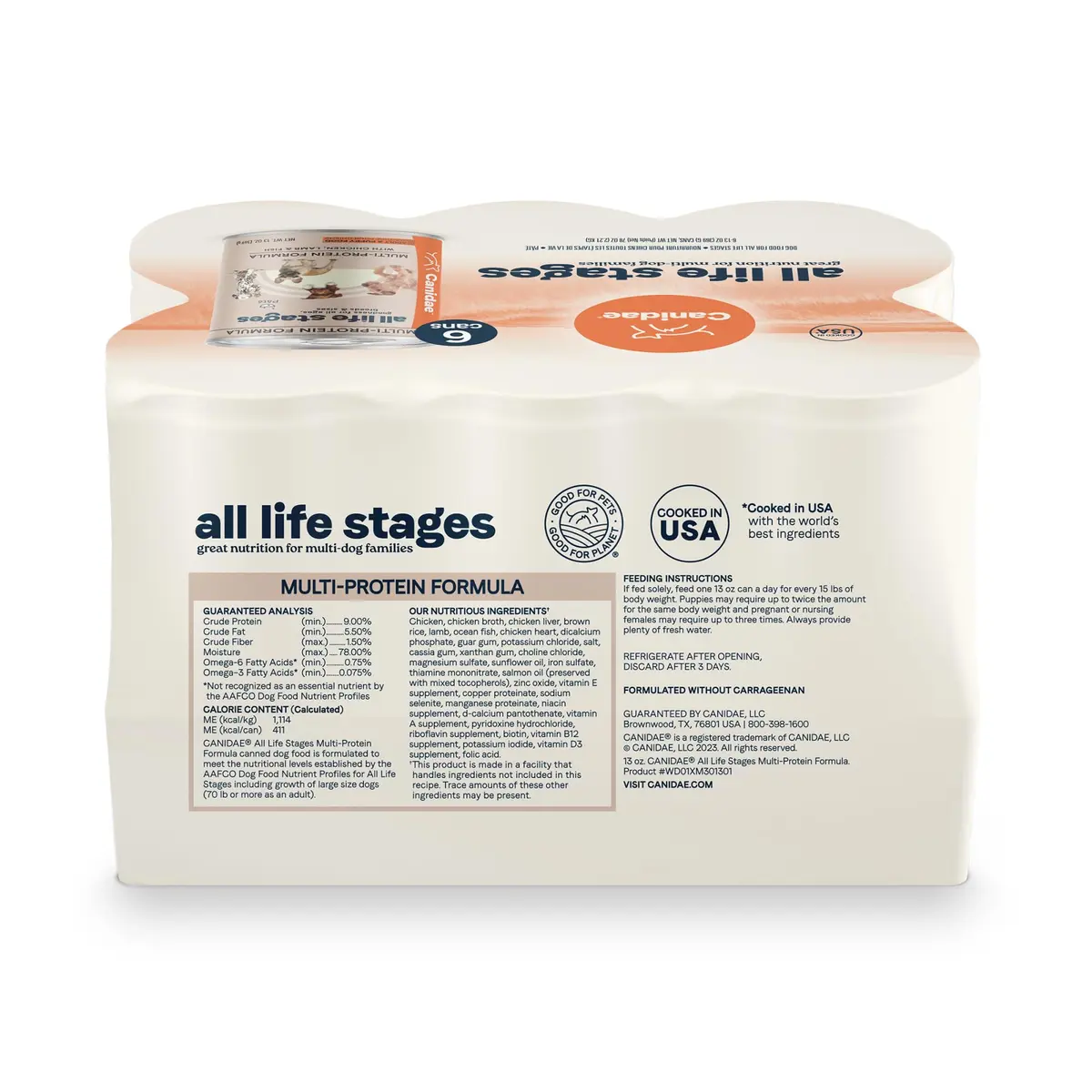 CANIDAE All Life Stages Wet Dog Food, Multi-Protein, 13 oz, 6 Pack | Complete Nutrition for All Breeds & Sizes - view 3