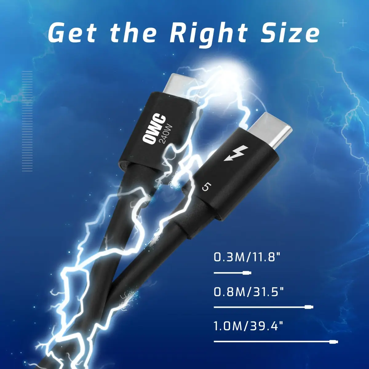 OWC Thunderbolt 5 (USB-C) Cable 0.8M (240W) | 80Gb/s Data Transfer - view 5