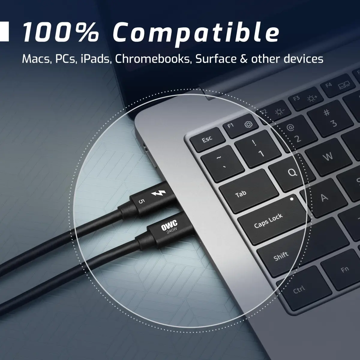 OWC Thunderbolt 5 (USB-C) Cable 0.8M (240W) | 80Gb/s Data Transfer - view 3