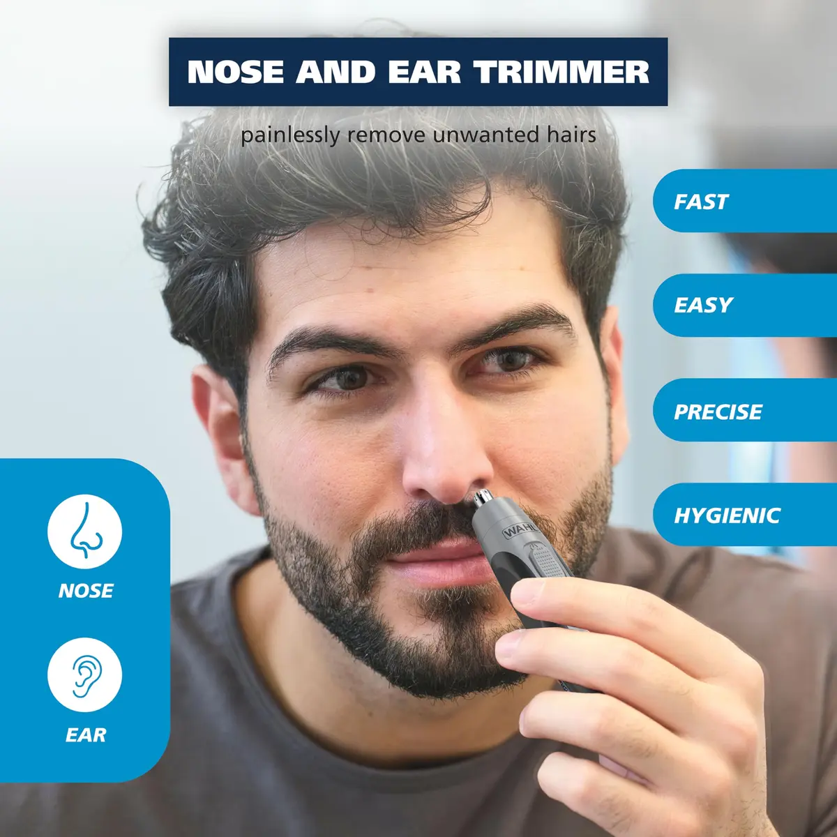 Wahl Nose & Ear Hair Trimmer for Men | Precise, Pain-Free, Cordless, Rinseable Head (Pack of 1) - view 2